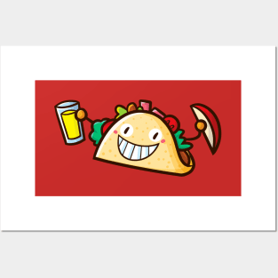 Funny Happy Taco Posters and Art